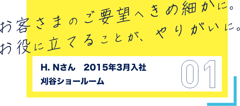 お客様のご要望へきめ細かに。お役に立てることが、やりがいに。